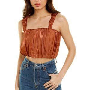 Brown satin crop top  - never worn